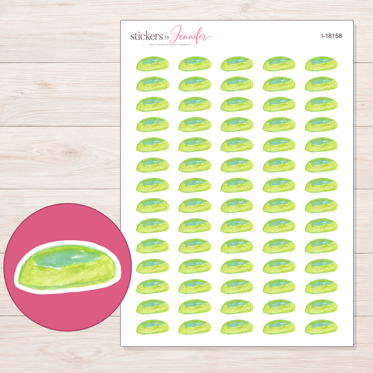 I-18158 planner sticker sheet with enlarged sticker detail