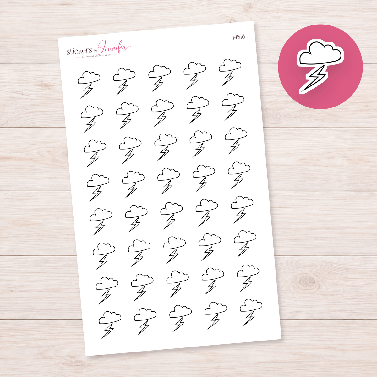 Outline Storm Cloud Planner Stickers | I-1818