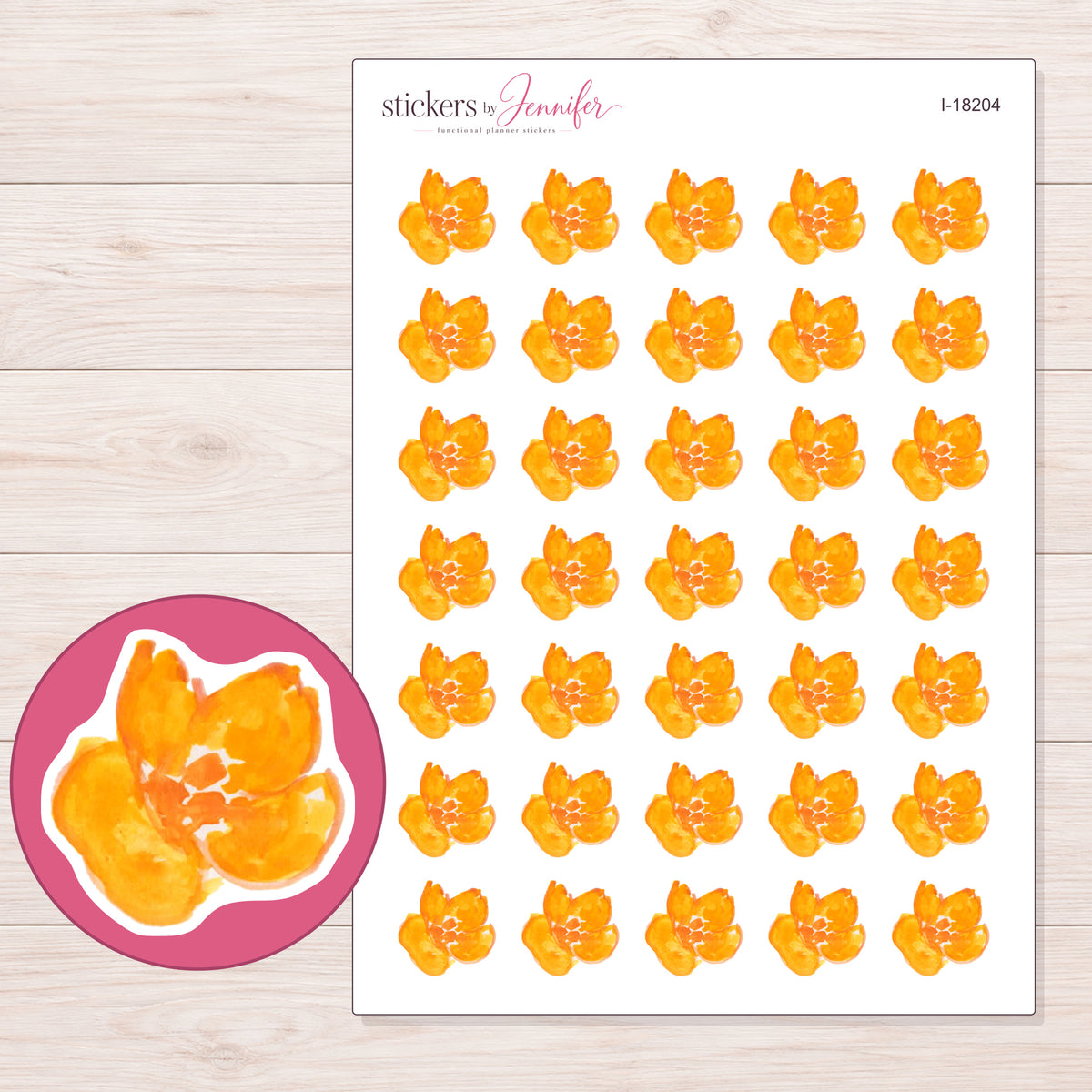 I-18204 planner sticker sheet with enlarged sticker detail
