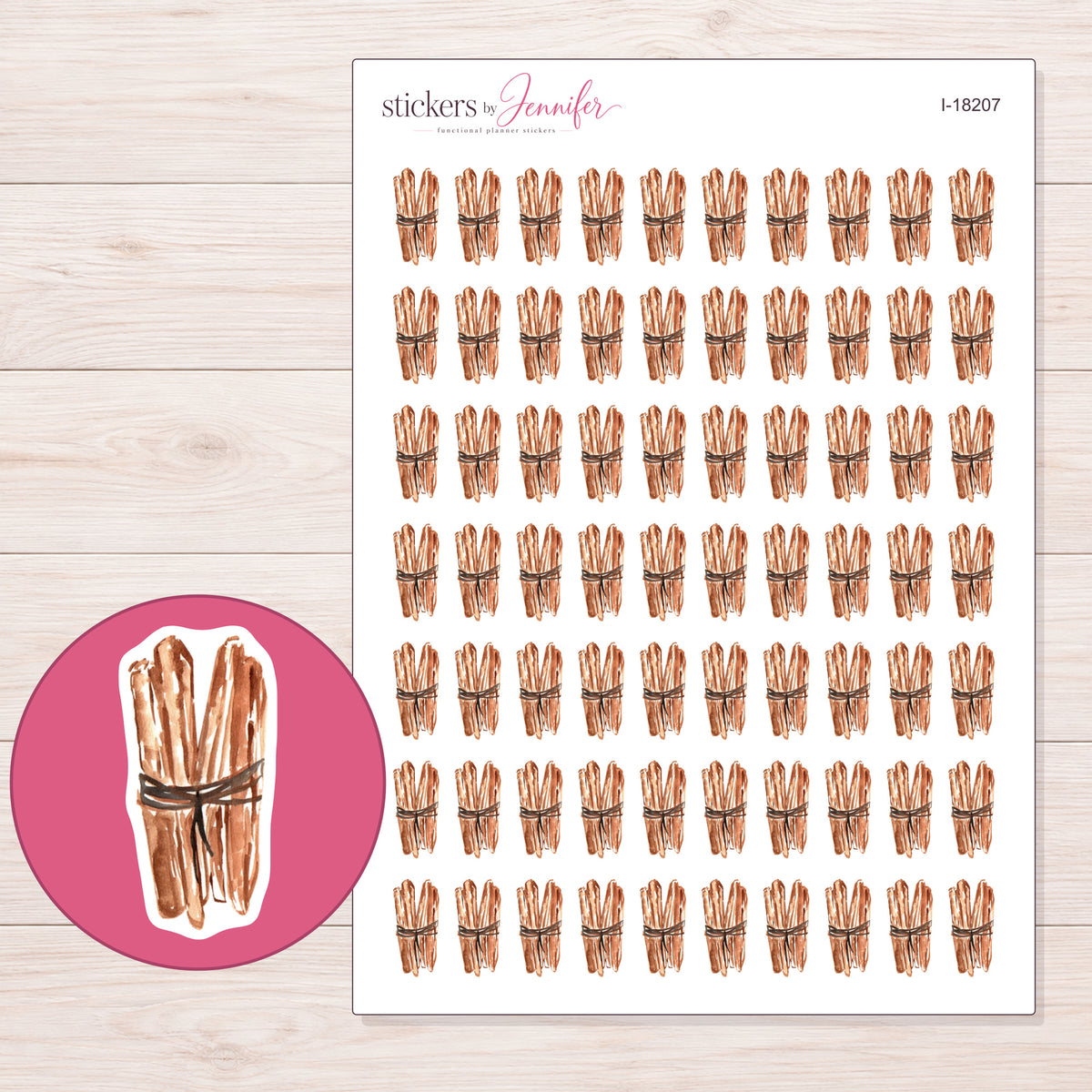I-18207 planner sticker sheet with enlarged sticker detail