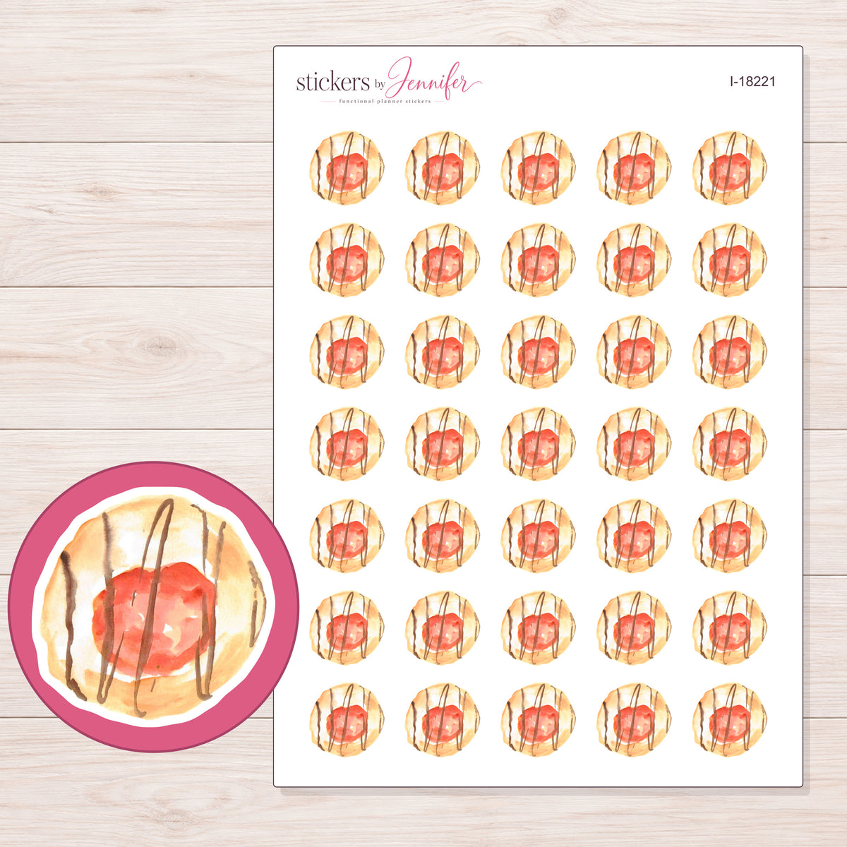 I-18221 planner sticker sheet with enlarged sticker detail