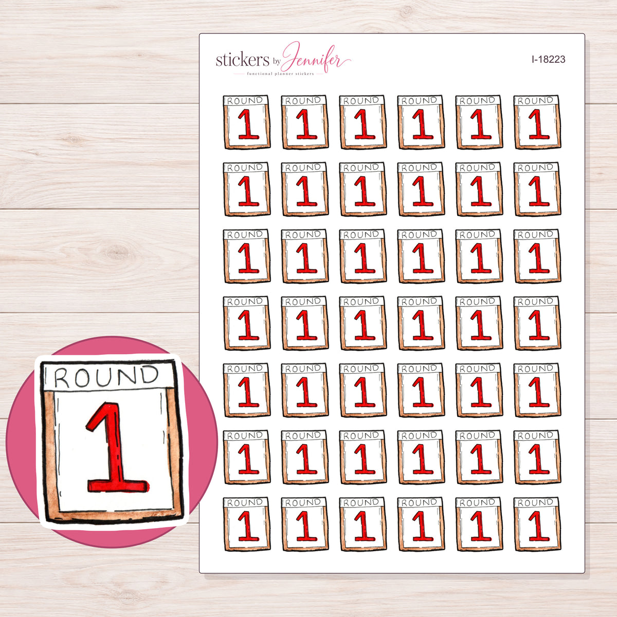 I-18223 planner sticker sheet with enlarged sticker detail