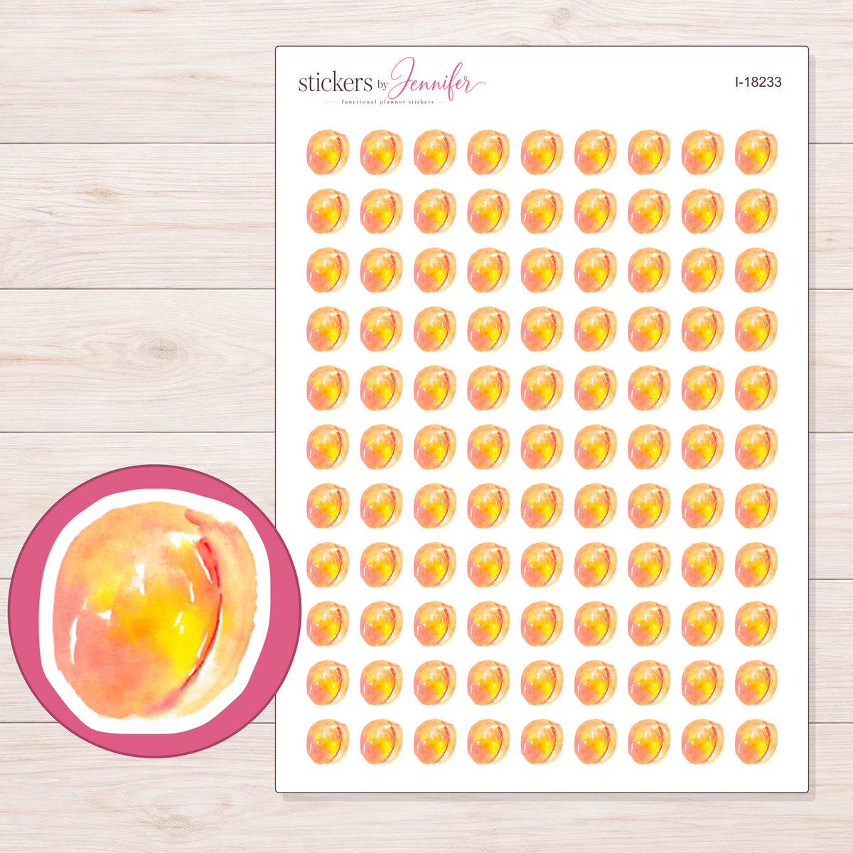 I-18233 planner sticker sheet with enlarged sticker detail
