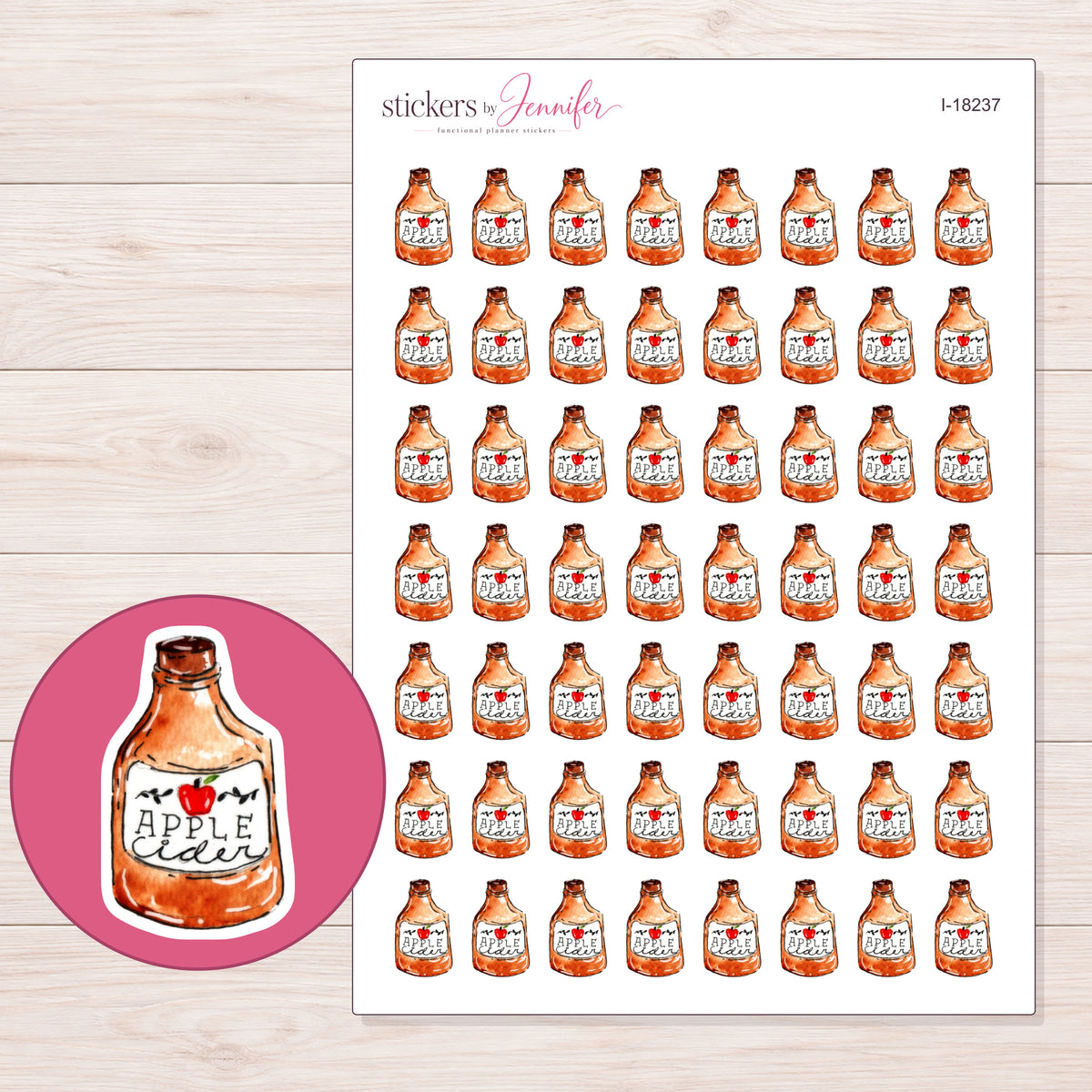 I-18237 planner sticker sheet with enlarged sticker detail