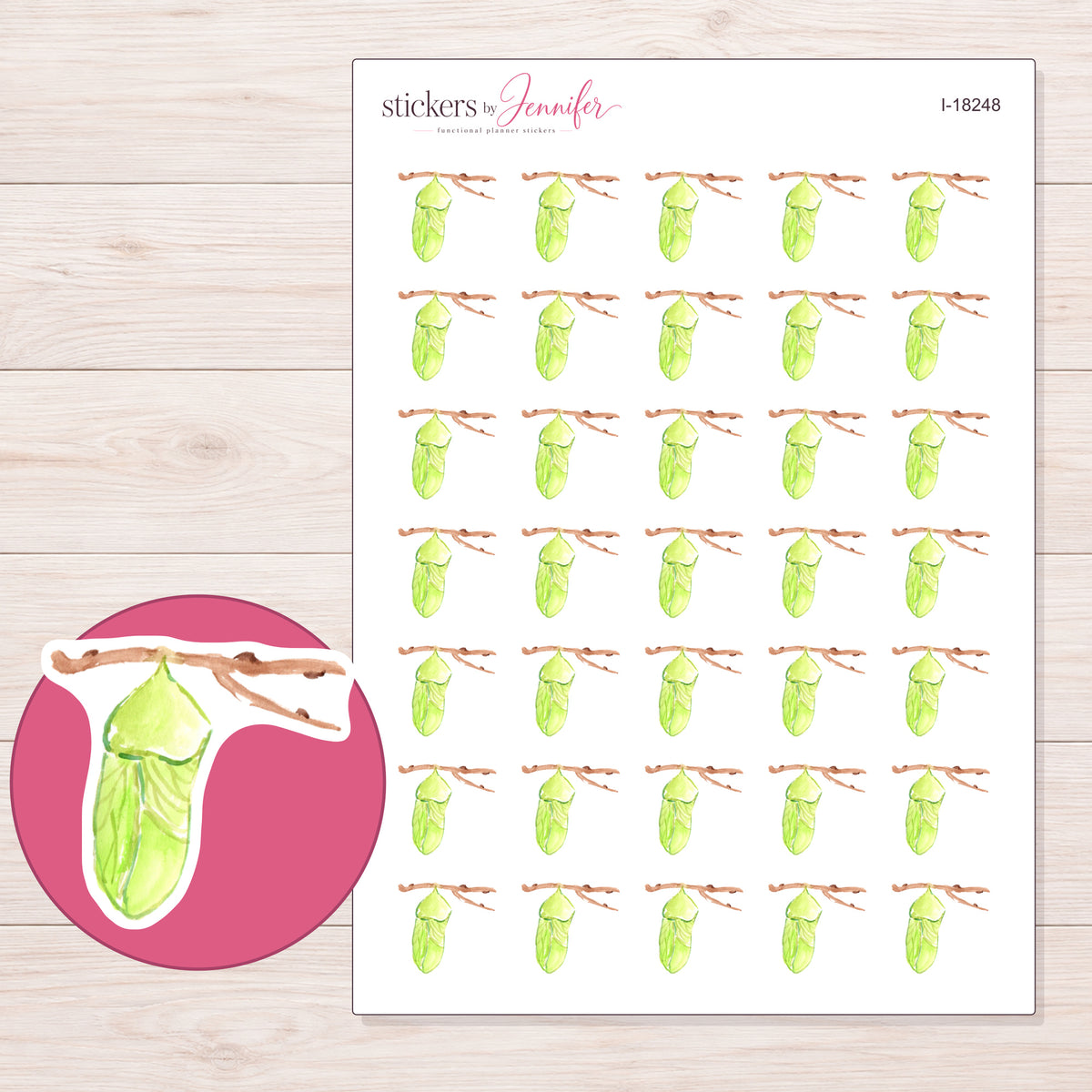 I-18248 planner sticker sheet with enlarged sticker detail