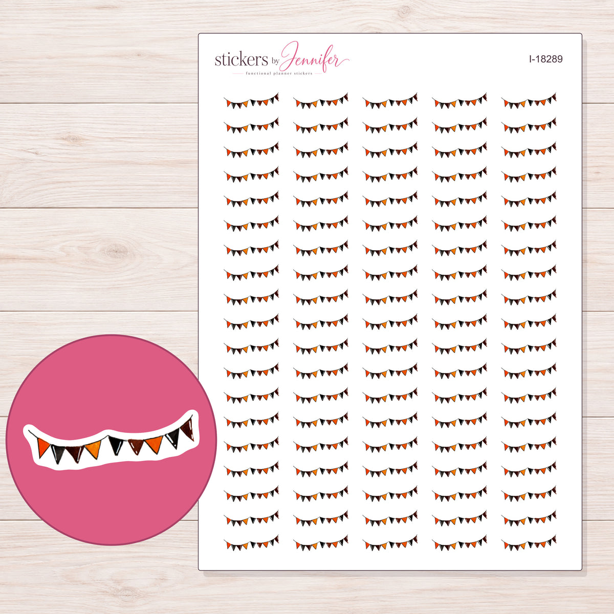 I-18289 planner sticker sheet with enlarged sticker detail