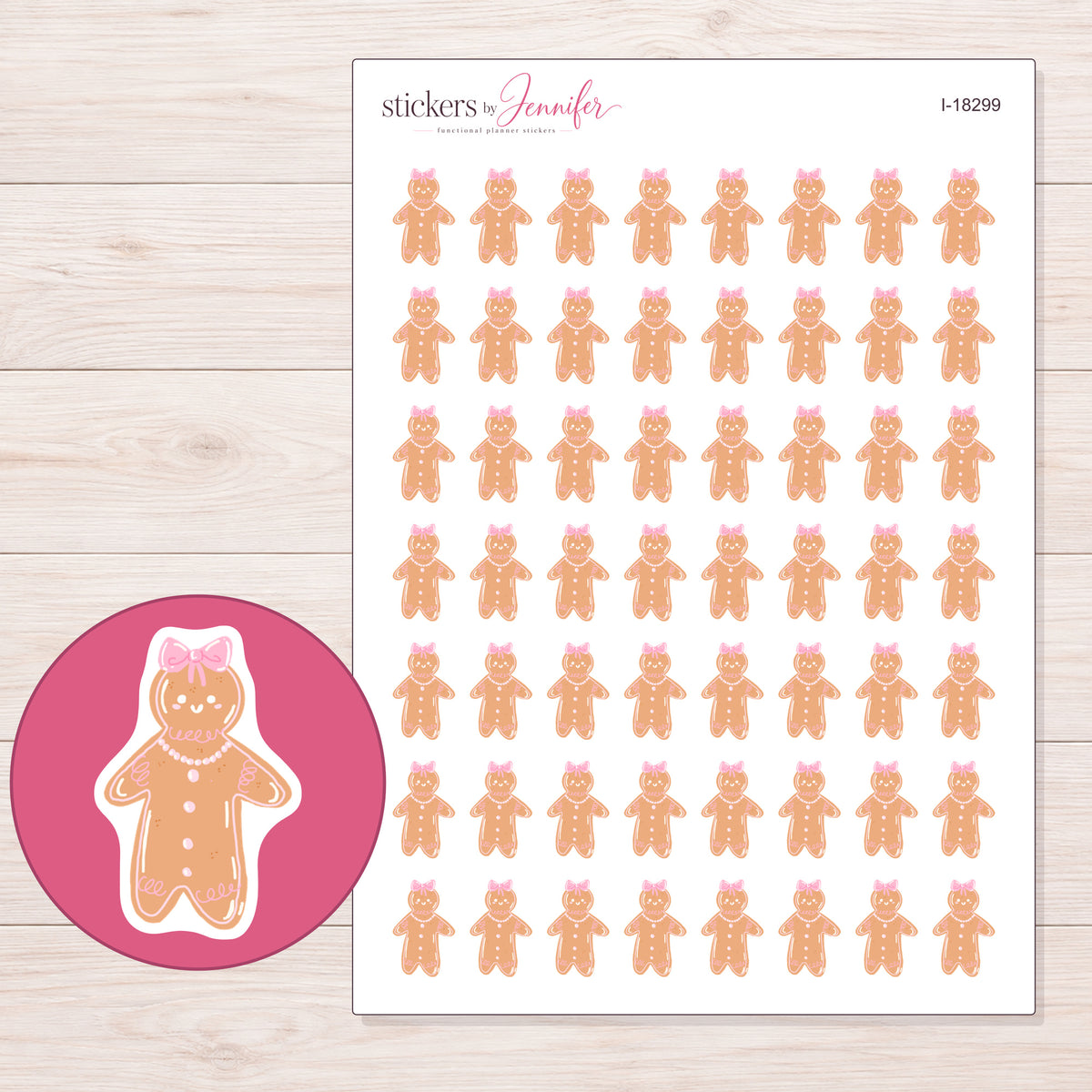 I-18299 planner sticker sheet with enlarged sticker detail
