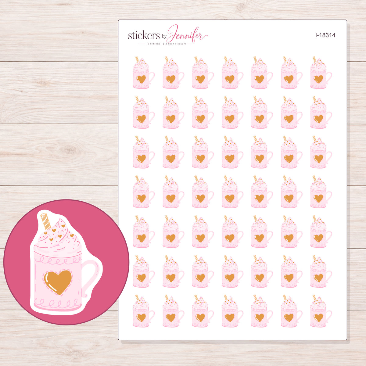 I-18314 planner sticker sheet with enlarged sticker detail