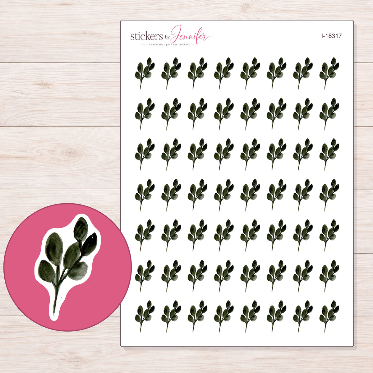 I-18317 planner sticker sheet with enlarged sticker detail