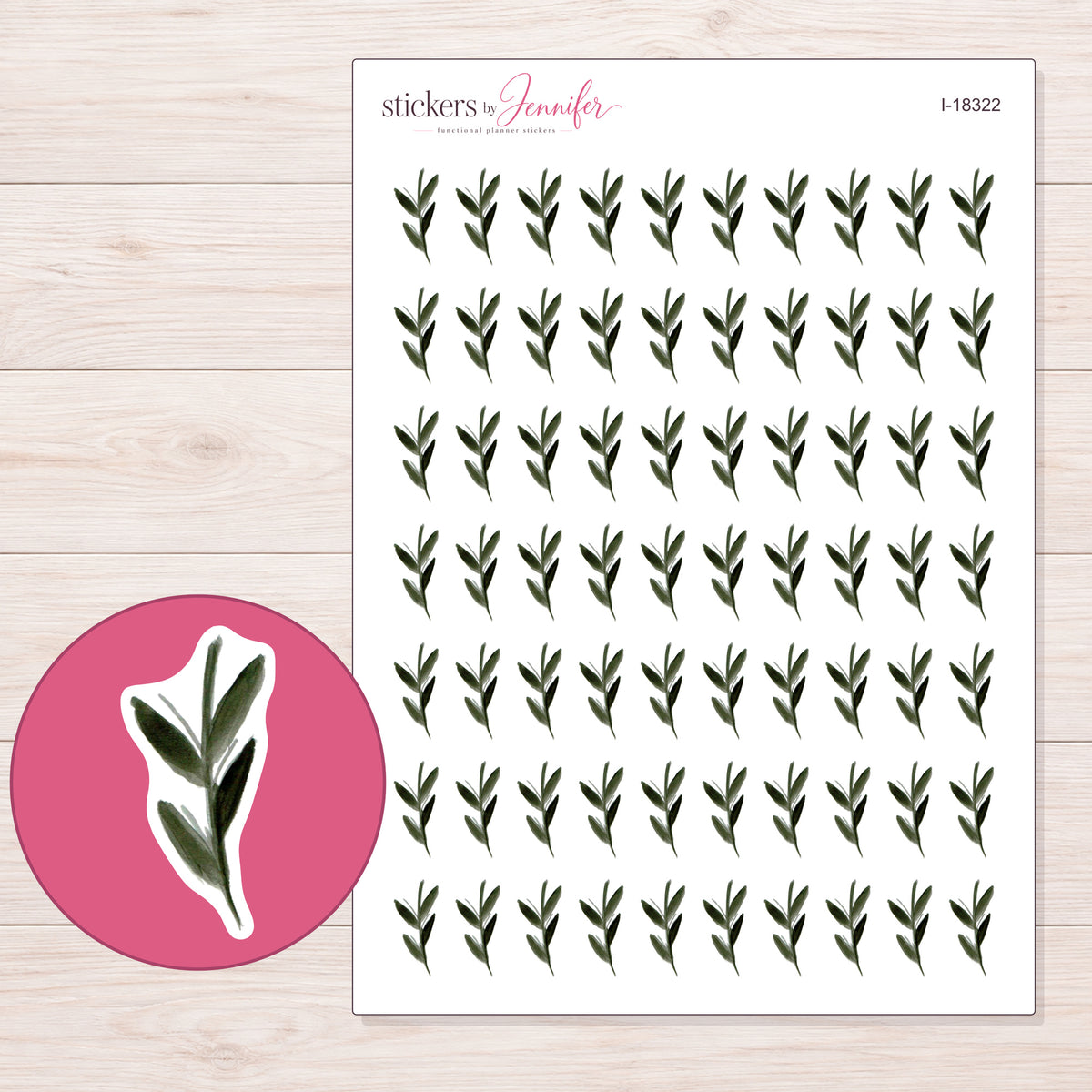 I-18322 planner sticker sheet with enlarged sticker detail