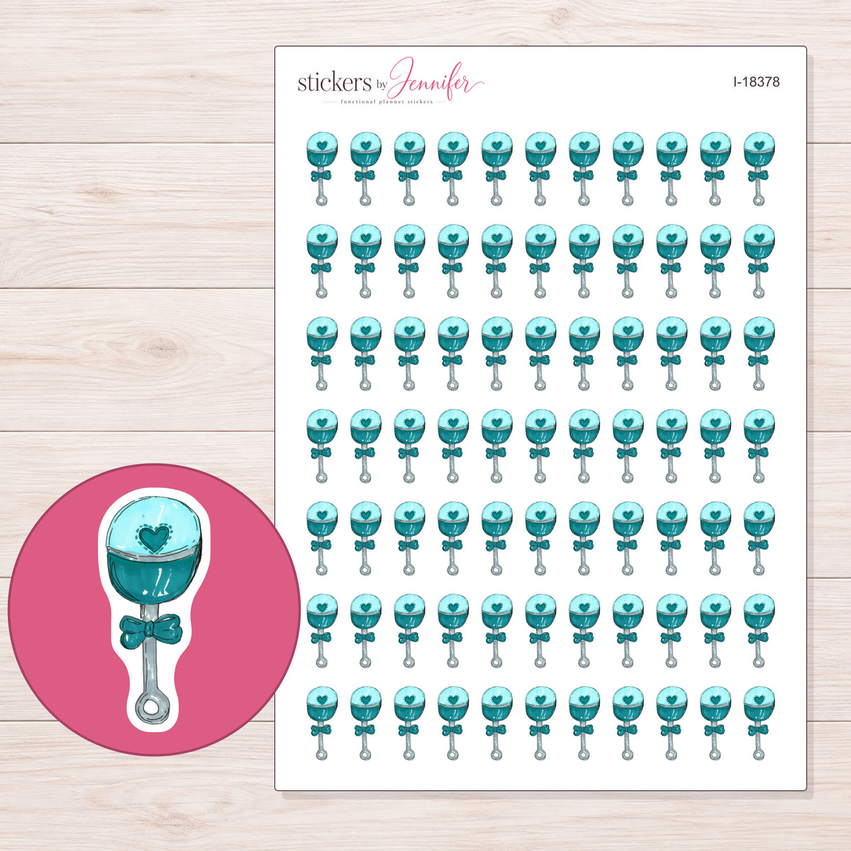 I-18378 planner sticker sheet with enlarged sticker detail