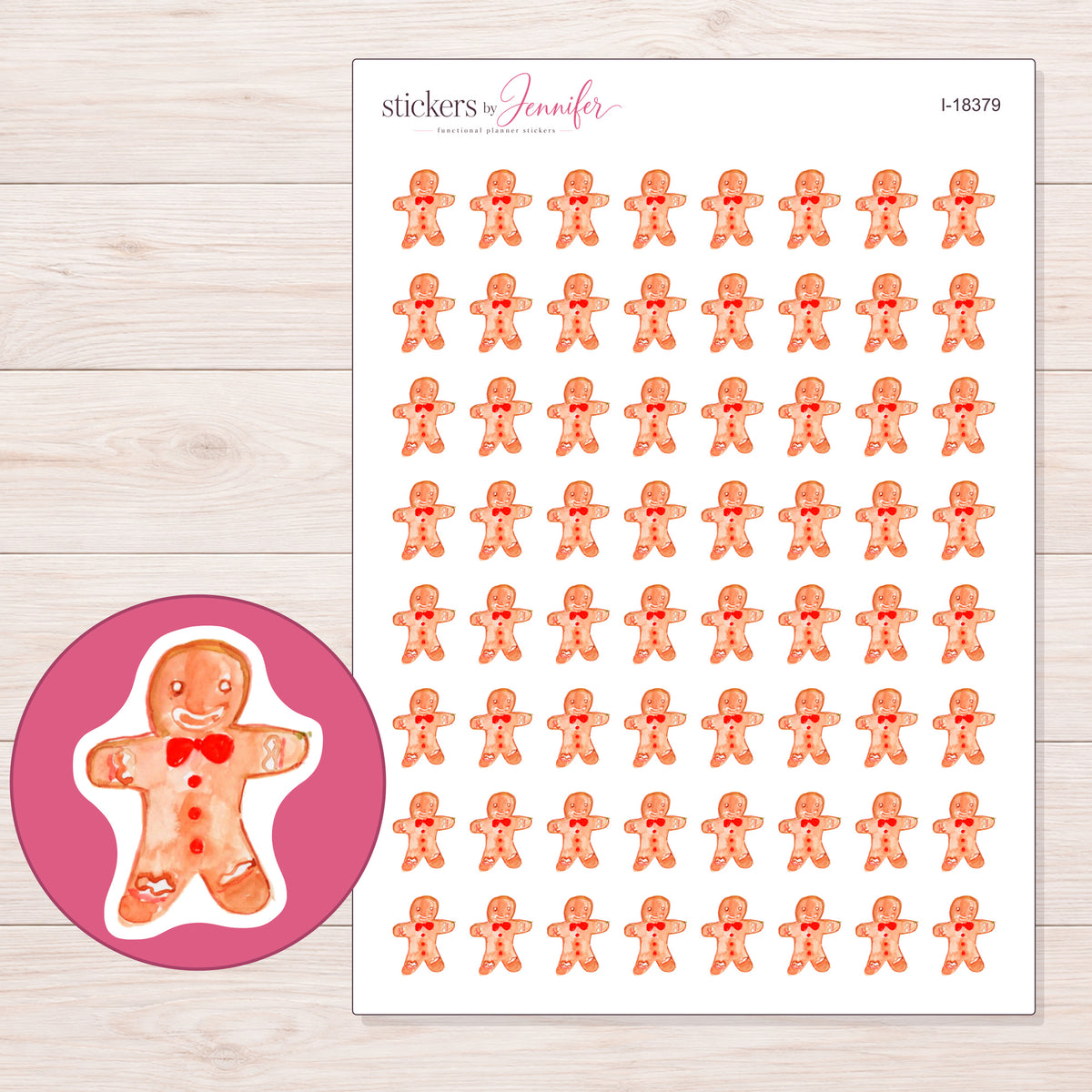 I-18379 planner sticker sheet with enlarged sticker detail