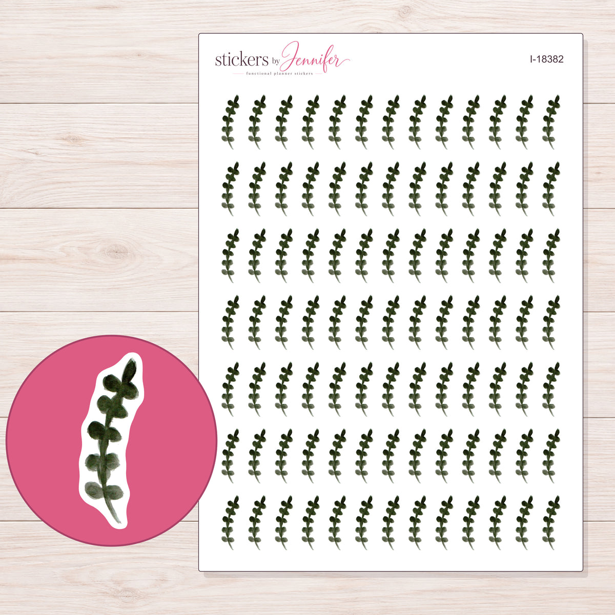 I-18382 planner sticker sheet with enlarged sticker detail