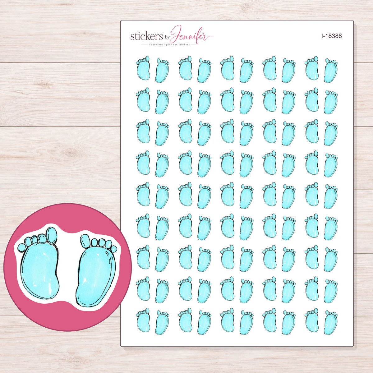 I-18388 planner sticker sheet with enlarged sticker detail
