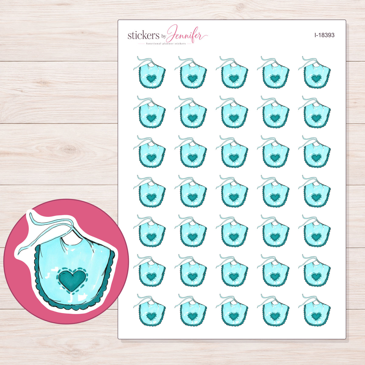 I-18393 planner sticker sheet with enlarged sticker detail