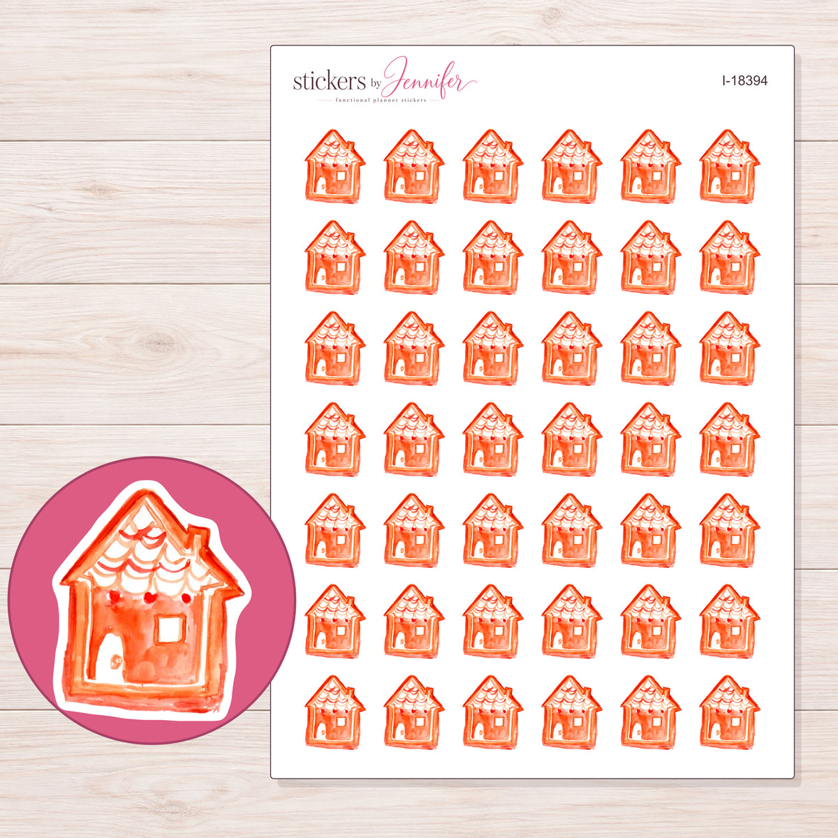 I-18394 planner sticker sheet with enlarged sticker detail