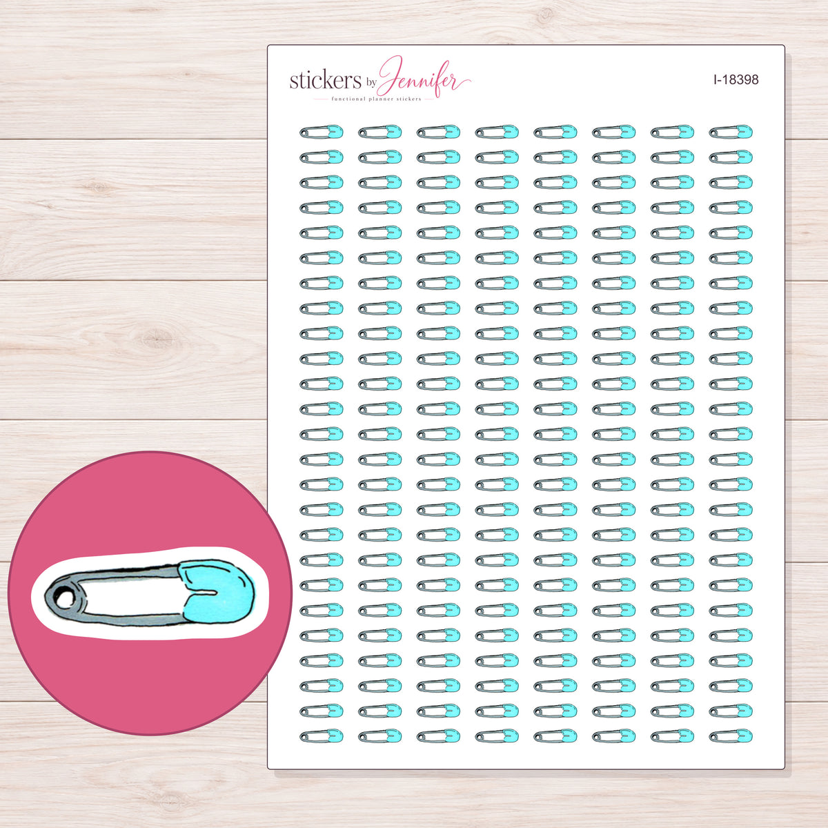 I-18398 planner sticker sheet with enlarged sticker detail
