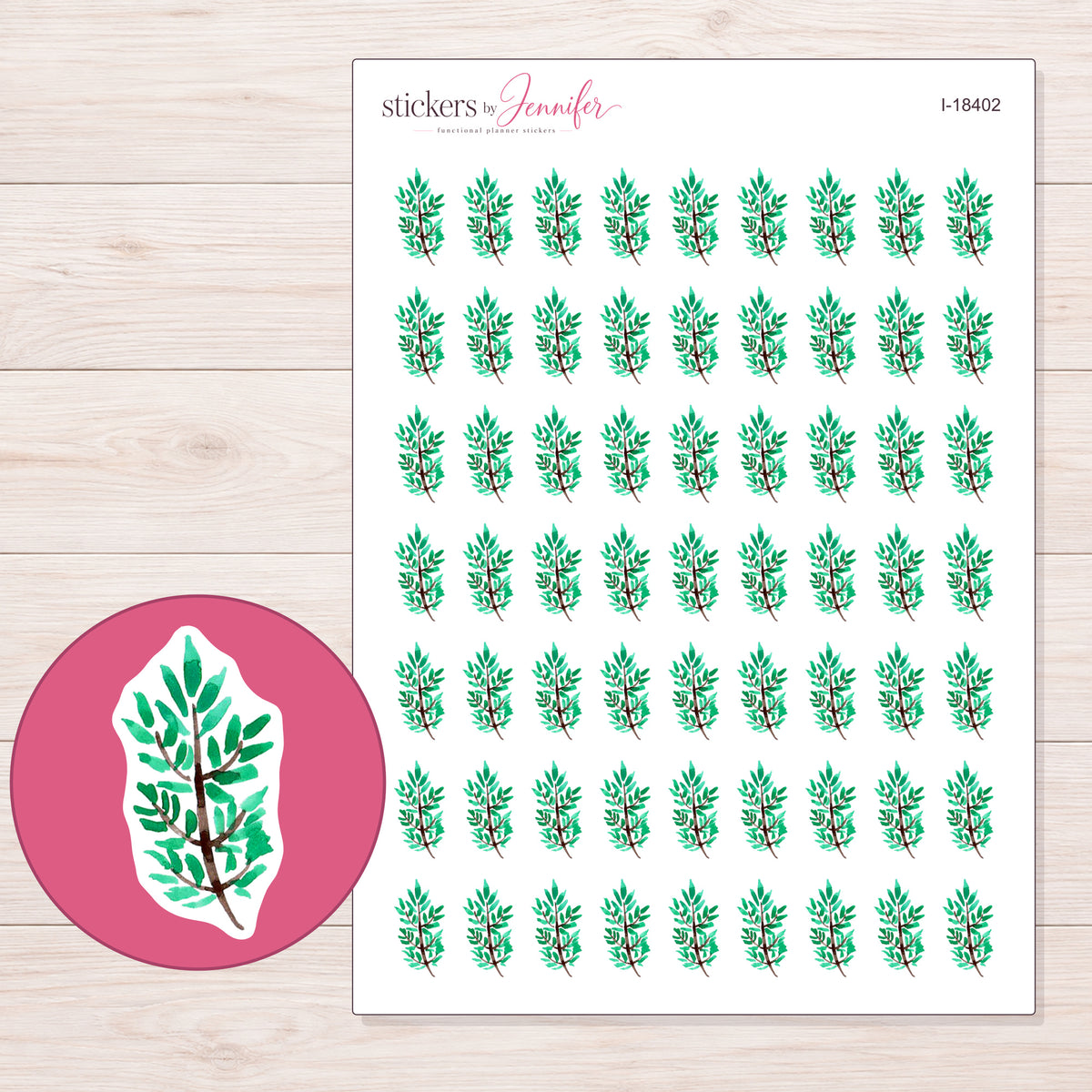 I-18402 planner sticker sheet with enlarged sticker detail