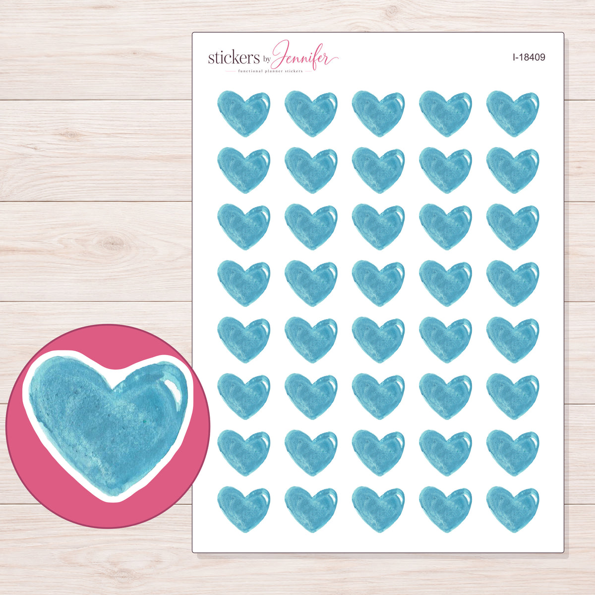 I-18409 planner sticker sheet with enlarged sticker detail