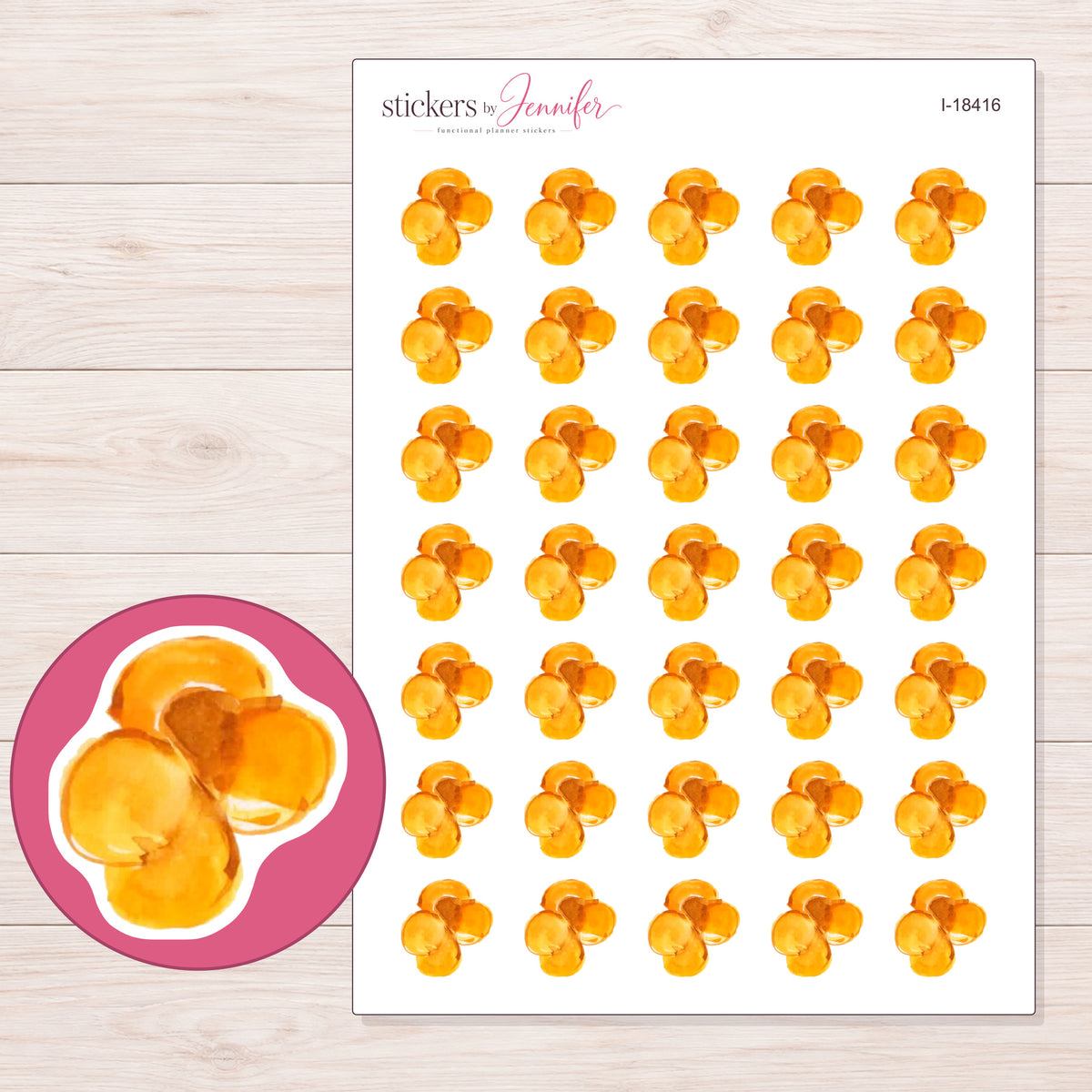 I-18416 planner sticker sheet with enlarged sticker detail