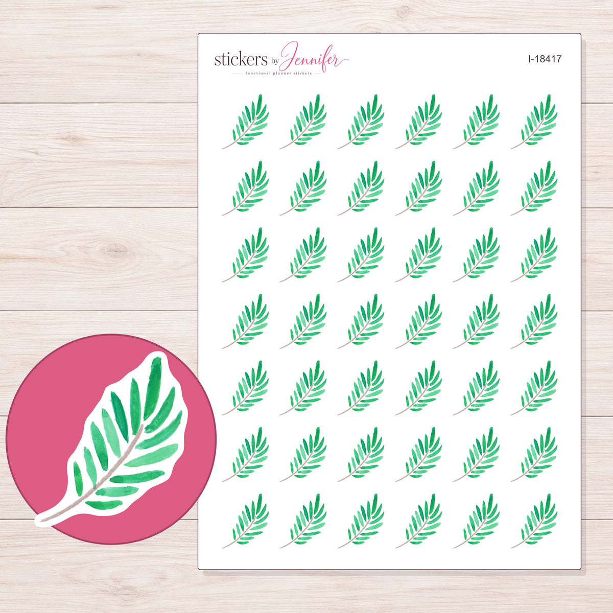 I-18417 planner sticker sheet with enlarged sticker detail