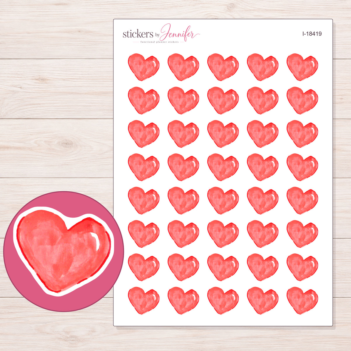 I-18419 planner sticker sheet with enlarged sticker detail