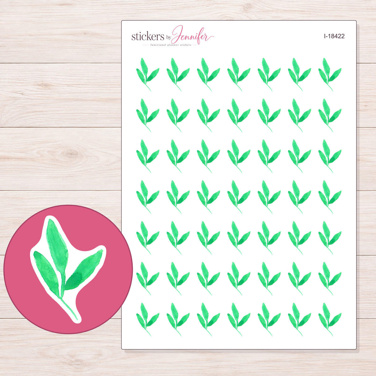 I-18422 planner sticker sheet with enlarged sticker detail