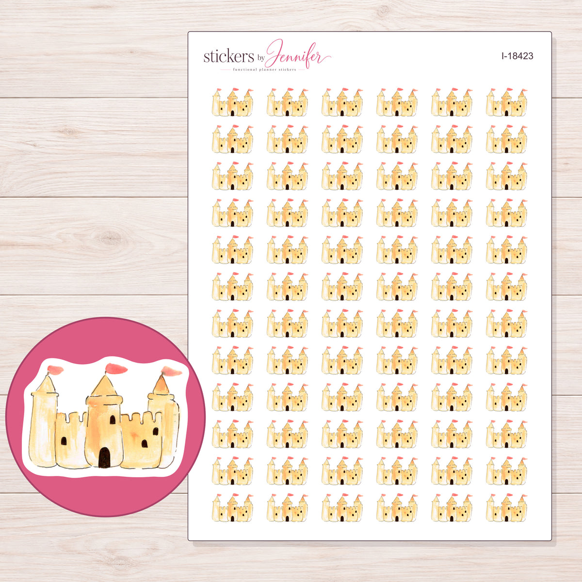 I-18423 planner sticker sheet with enlarged sticker detail