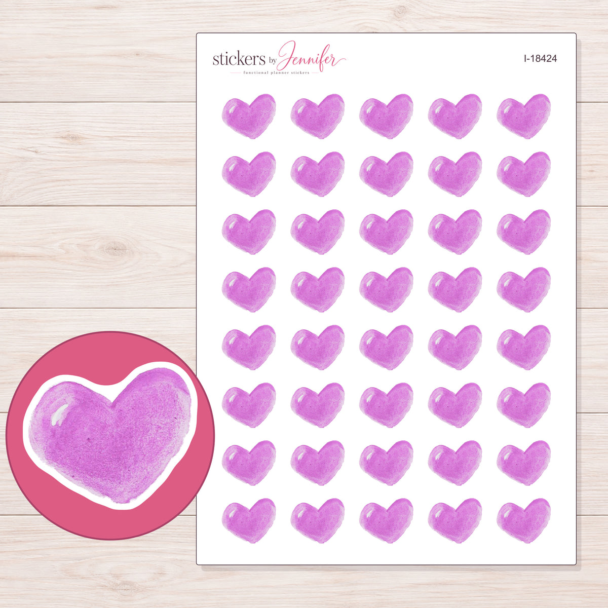 I-18424 planner sticker sheet with enlarged sticker detail