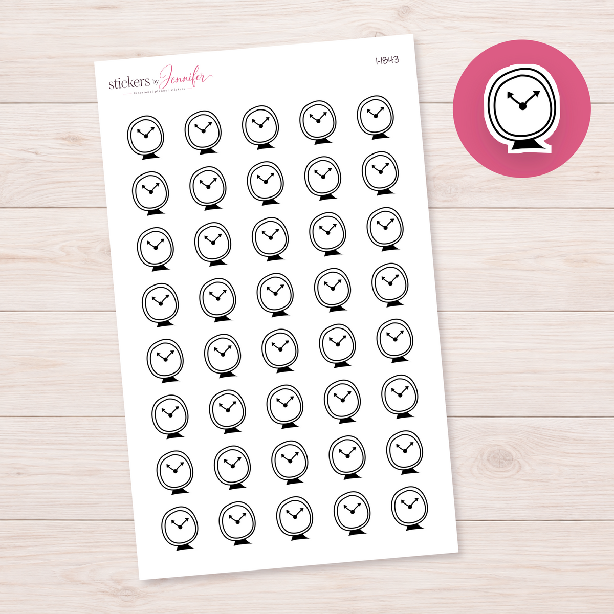 Clock Outline Planner Stickers | I-1843