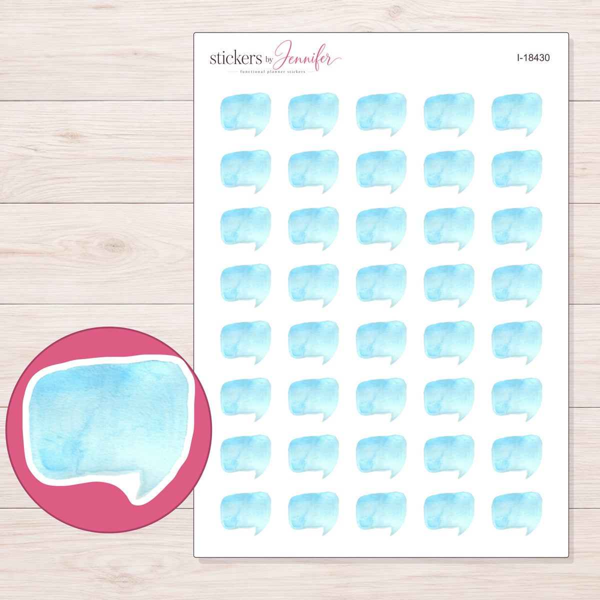 I-18430 planner sticker sheet with enlarged sticker detail