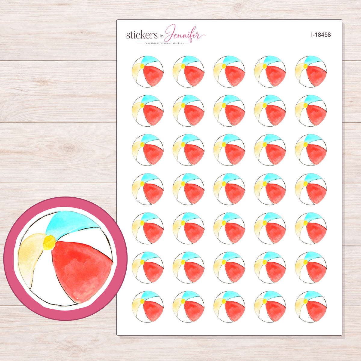 I-18458 planner sticker sheet with enlarged sticker detail