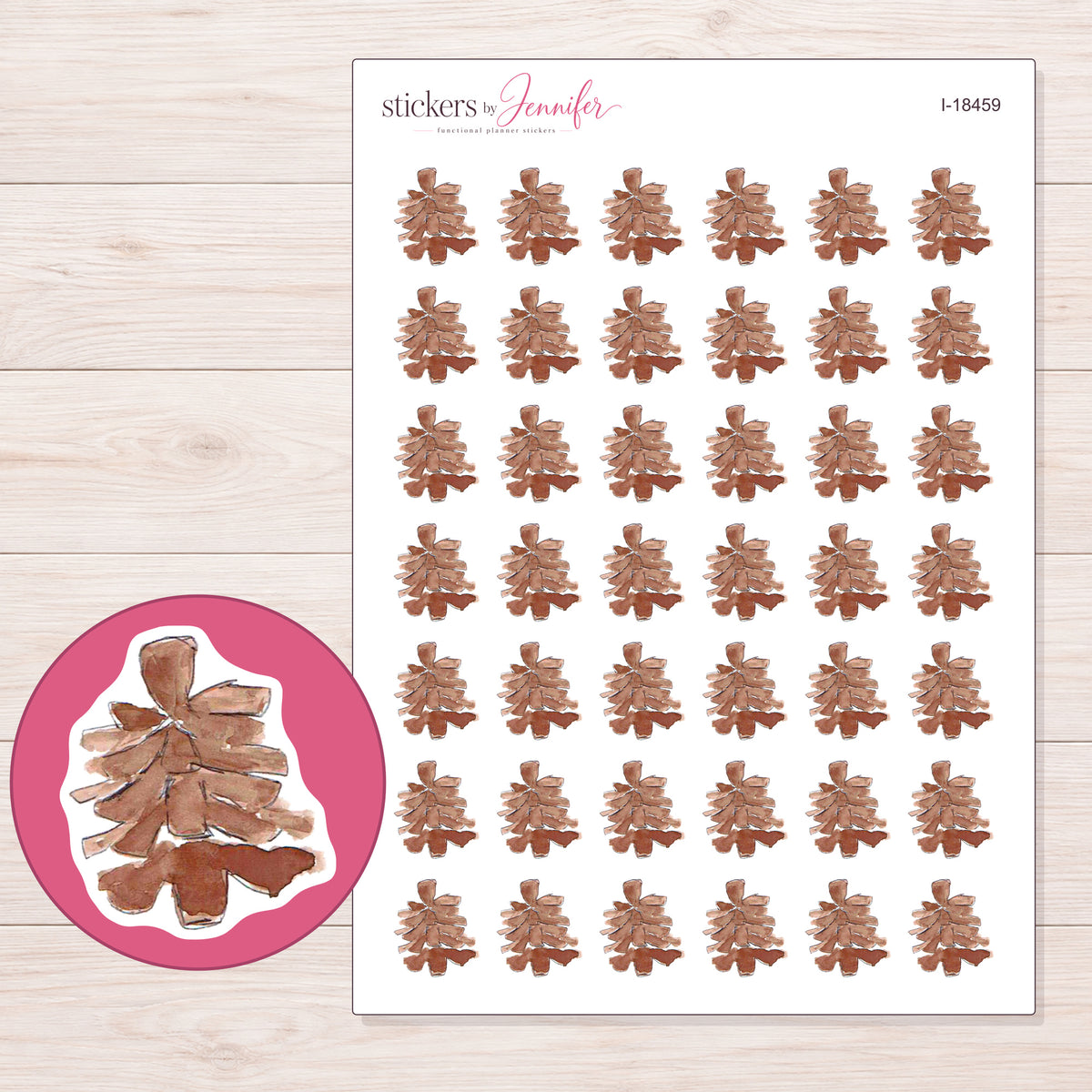 I-18459 planner sticker sheet with enlarged sticker detail