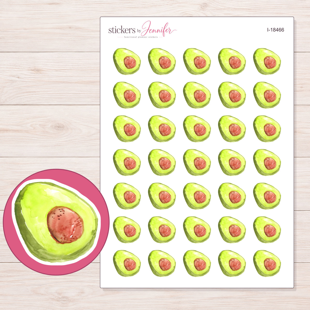 I-18466 planner sticker sheet with enlarged sticker detail
