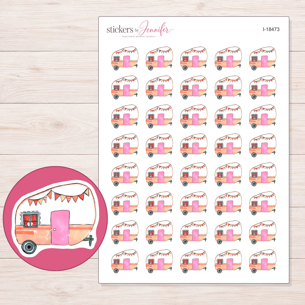 I-18473 planner sticker sheet with enlarged sticker detail