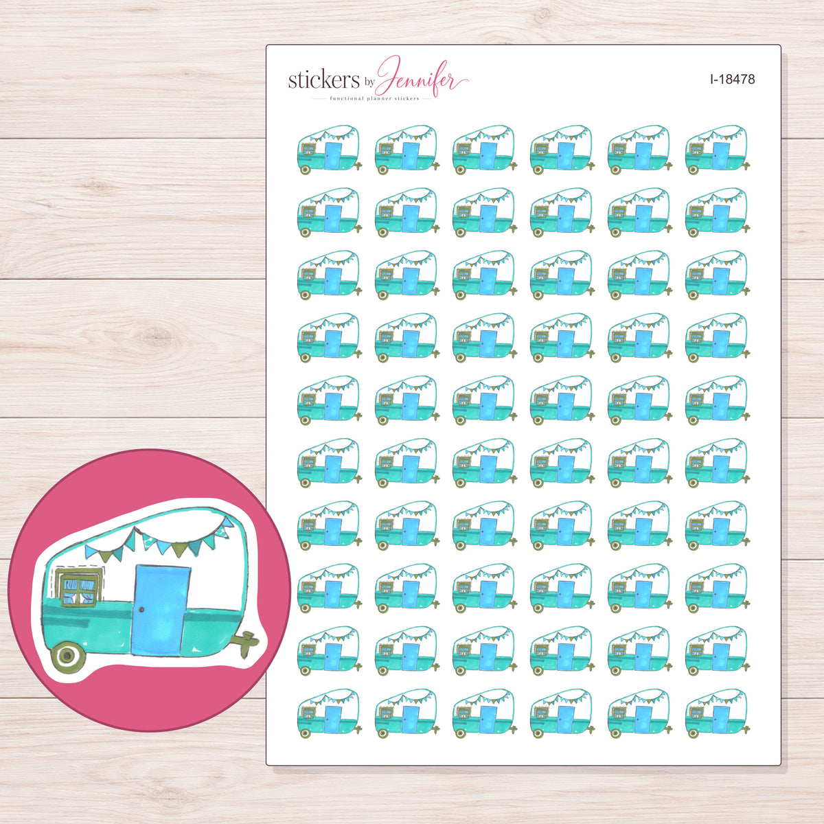 I-18478 planner sticker sheet with enlarged sticker detail