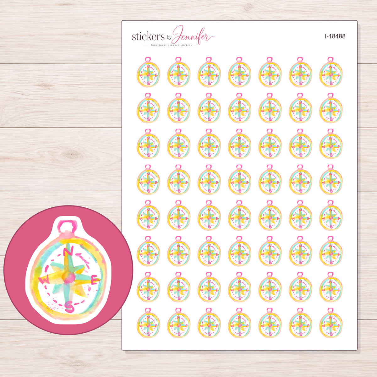 I-18488 planner sticker sheet with enlarged sticker detail