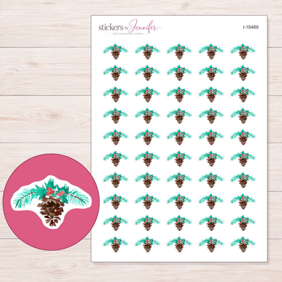 I-18489 planner sticker sheet with enlarged sticker detail