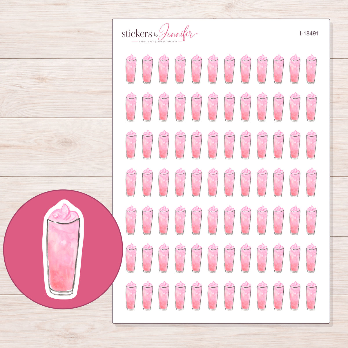 I-18491 planner sticker sheet with enlarged sticker detail
