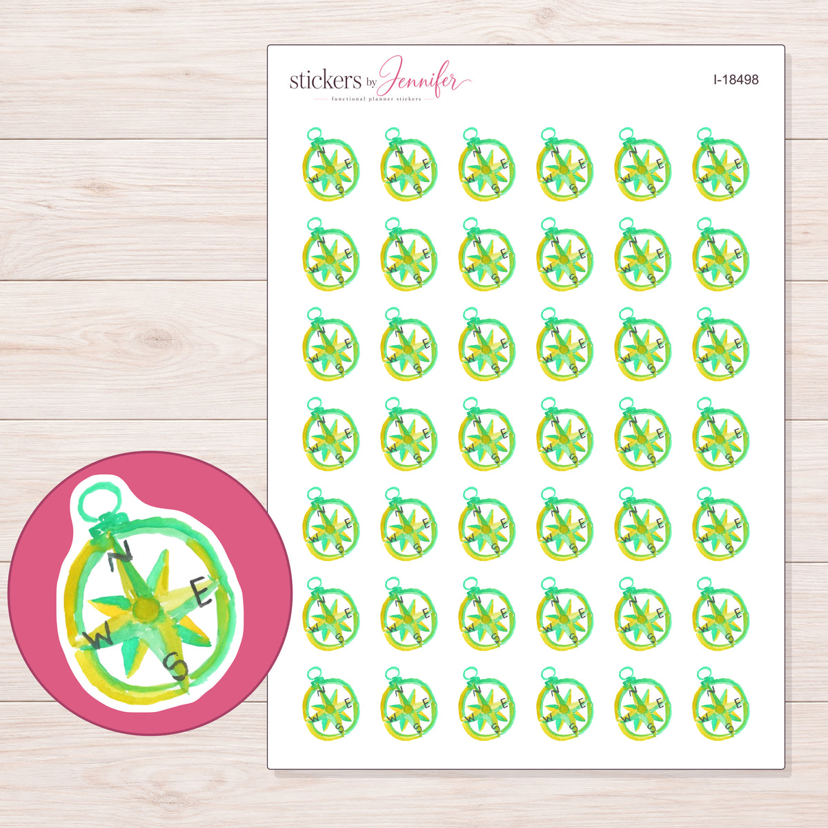 I-18498 planner sticker sheet with enlarged sticker detail