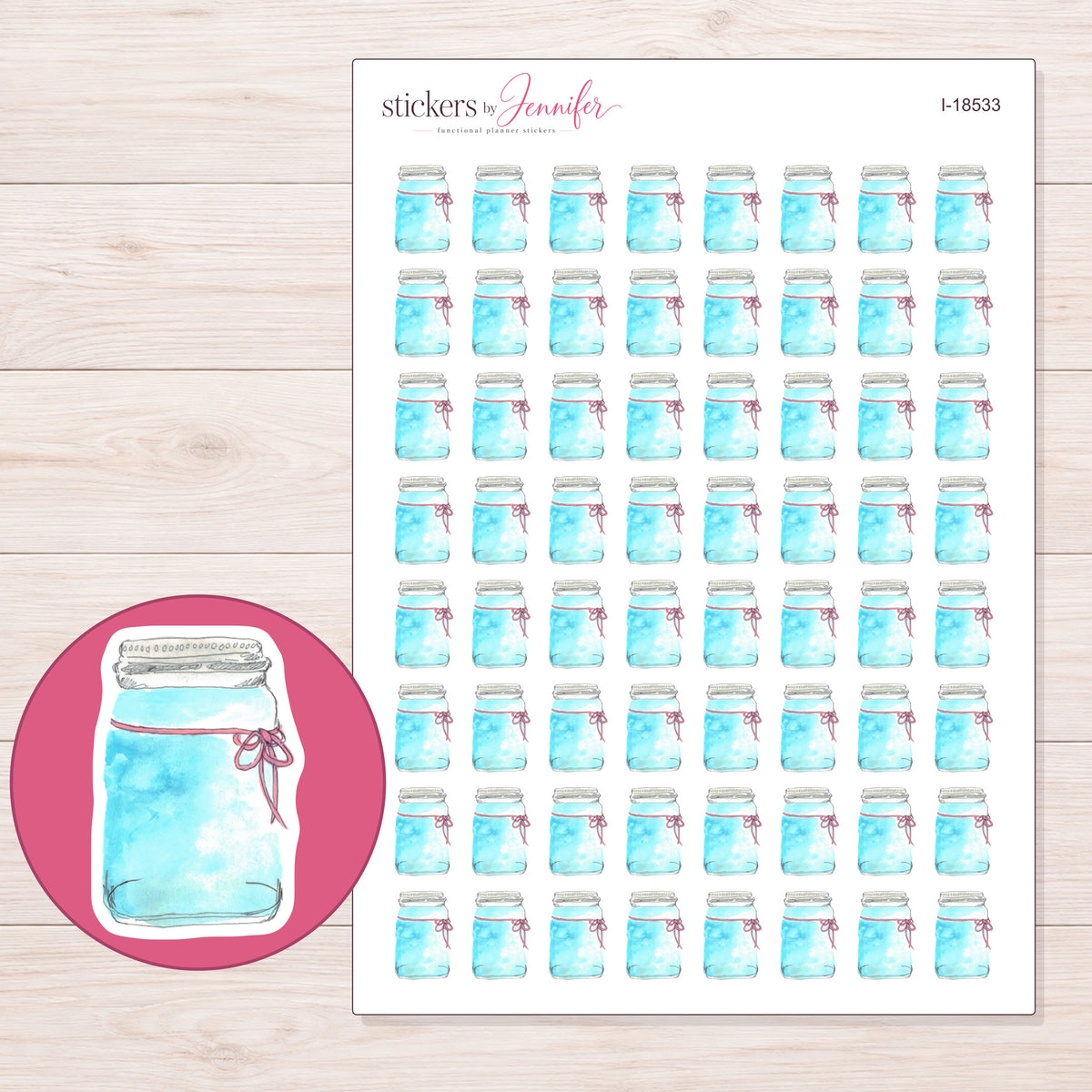 I-18533 planner sticker sheet with enlarged sticker detail