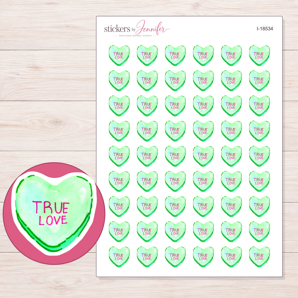 I-18534 planner sticker sheet with enlarged sticker detail
