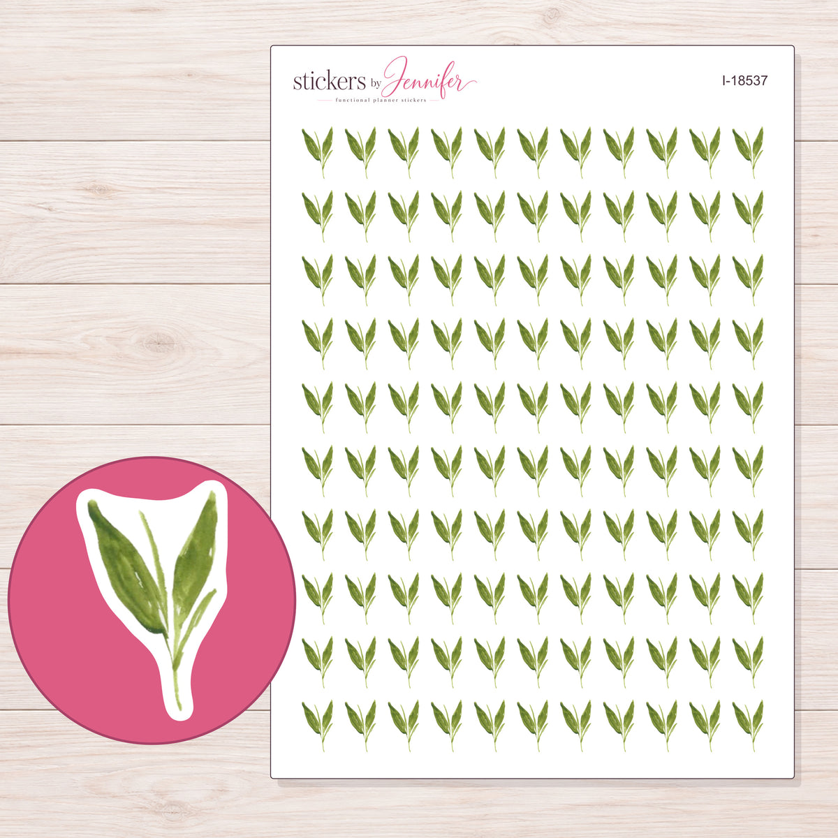 I-18537 planner sticker sheet with enlarged sticker detail