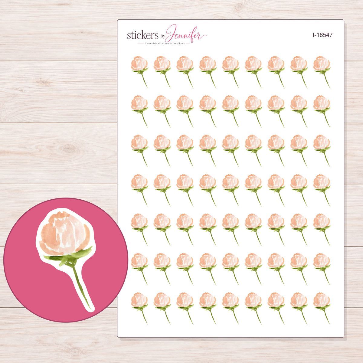 I-18547 planner sticker sheet with enlarged sticker detail