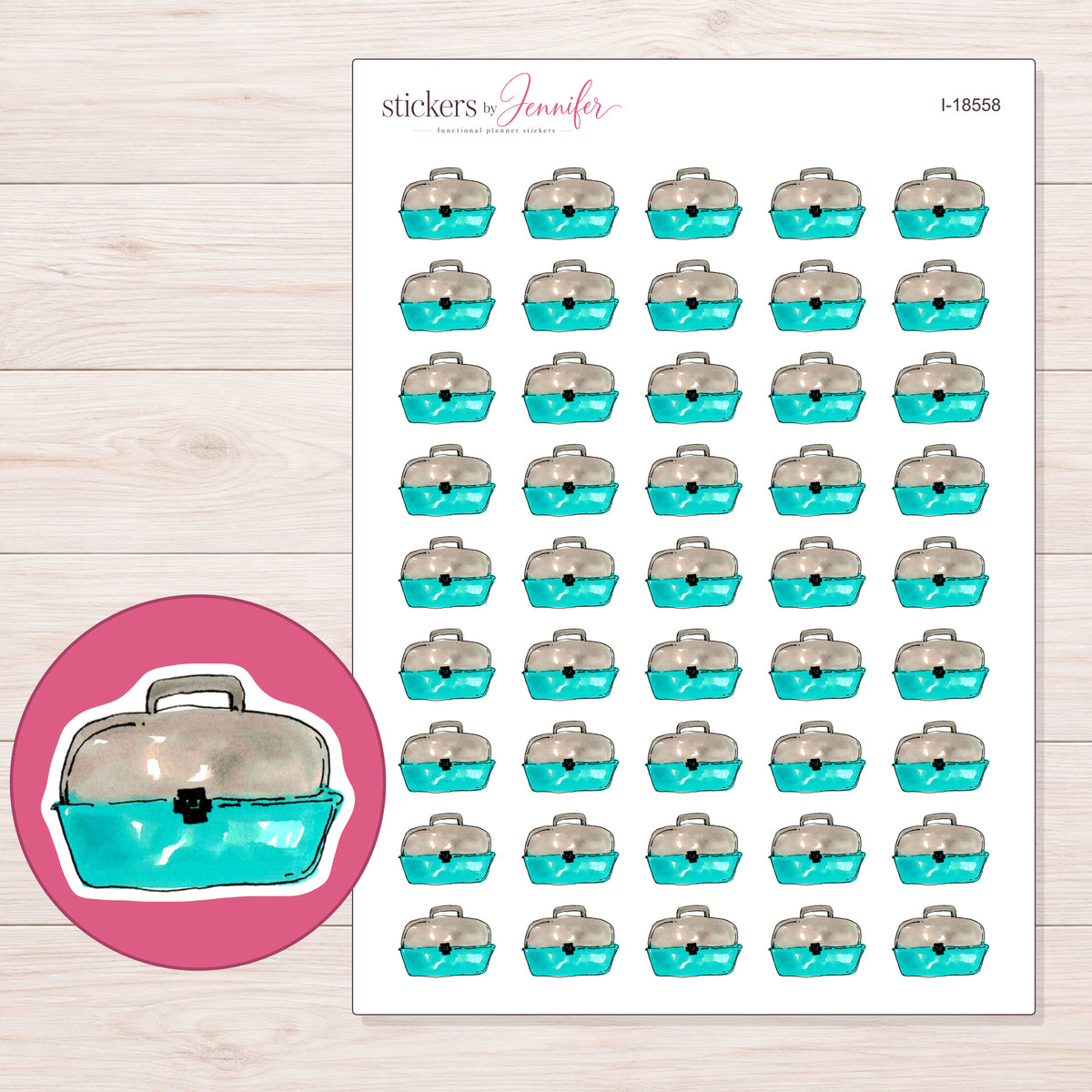 I-18558 planner sticker sheet with enlarged sticker detail