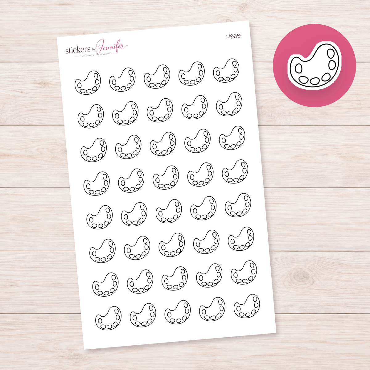 Outline Artist Palette Planner Stickers | I-1858