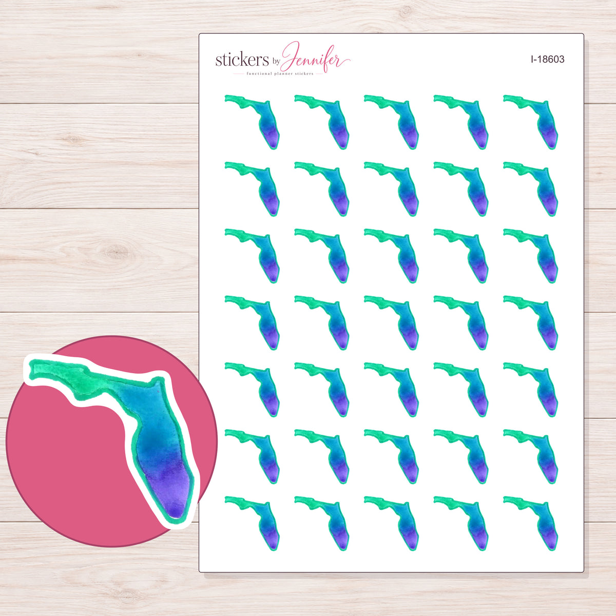I-18603 planner sticker sheet with enlarged sticker detail