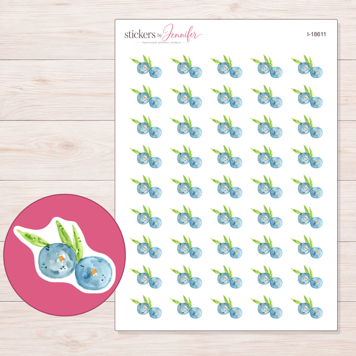 I-18611 planner sticker sheet with enlarged sticker detail