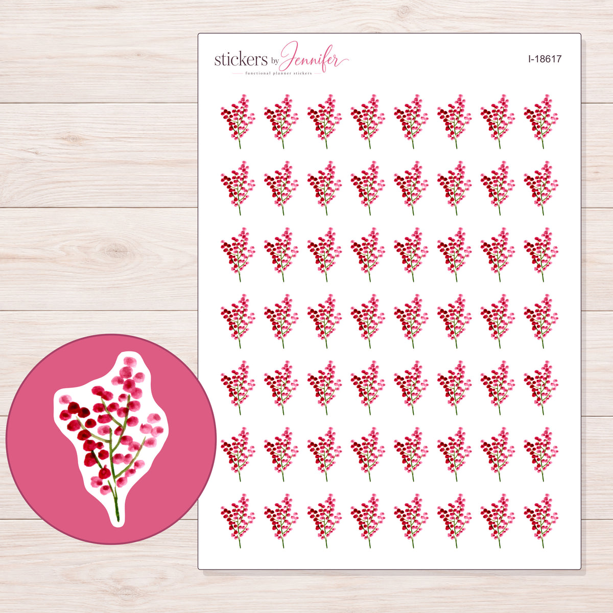 I-18617 planner sticker sheet with enlarged sticker detail