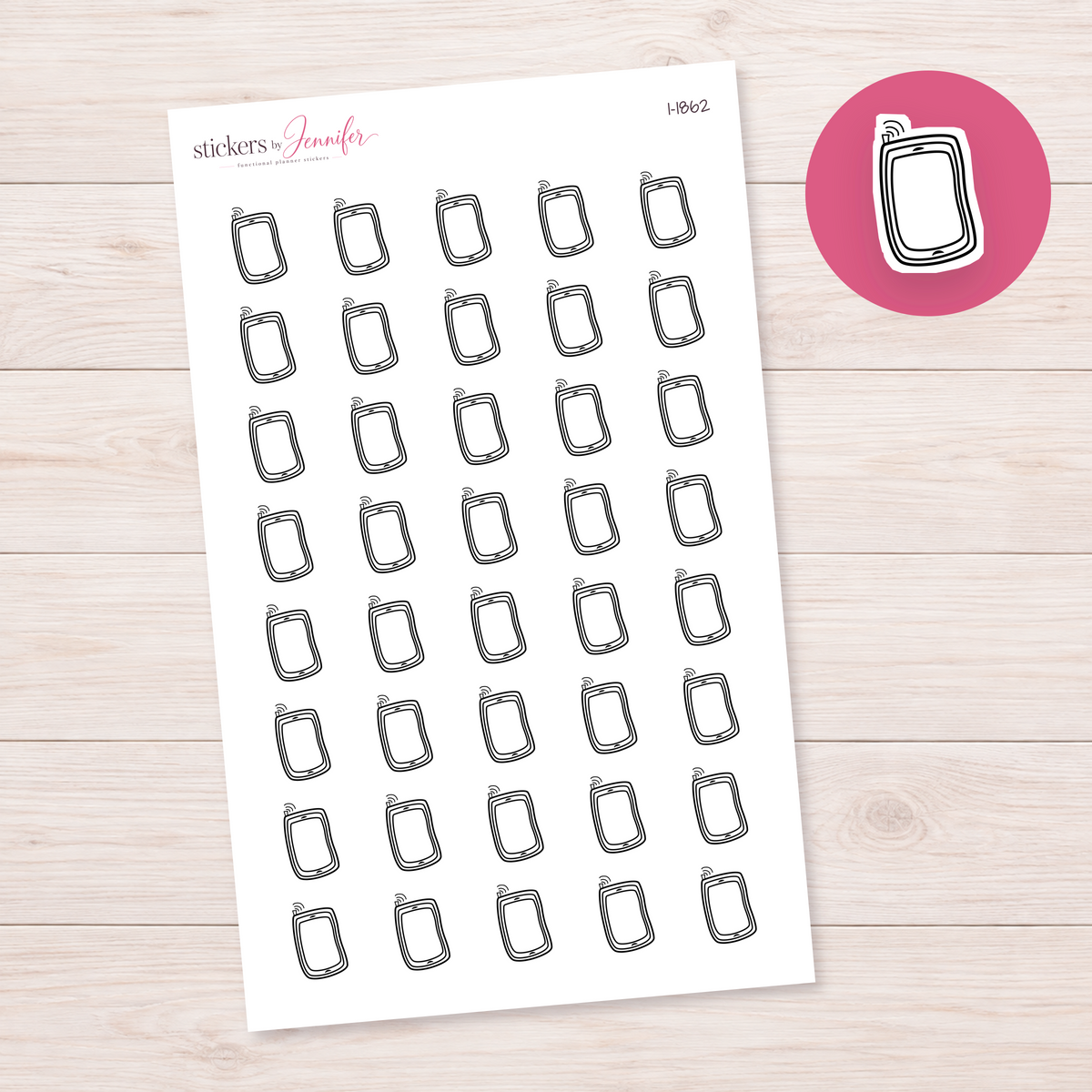 Outline Mobile Phone Planner Stickers | I-1862